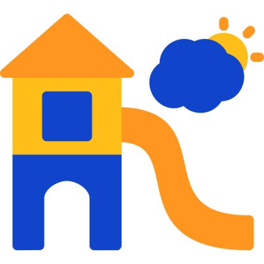 Mavi gökyüzü olan bir evin vektör çizimi