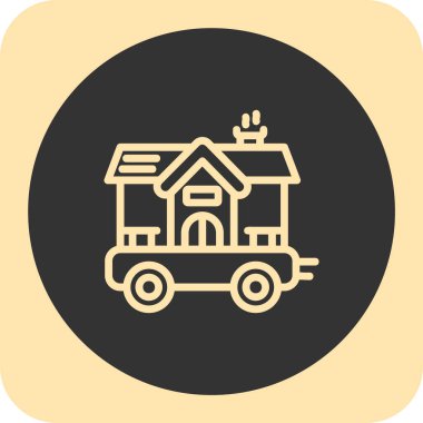 İllüstrasyon izole bir evin bir benzin istasyonu ile