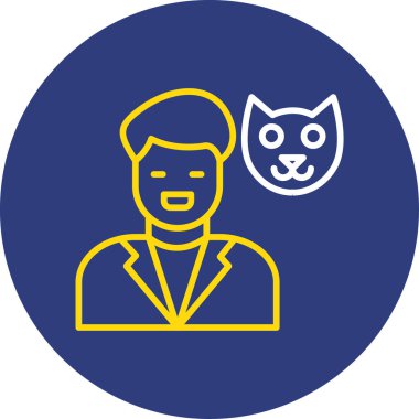 Maskeli ve kedili bir adamın vektör çizimi