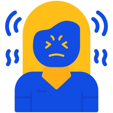 Baş ağrısı ve ağrısı olan kadın.