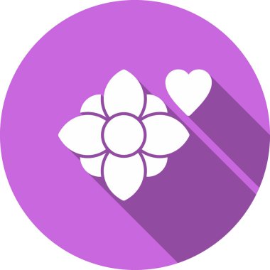 çiçek vektör simgesi. biçim düz yuvarlak sembol, pembe renk, yuvarlak açılar, beyaz arkaplan.