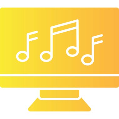müzik yassı simgesi, vektör illüstrasyonu