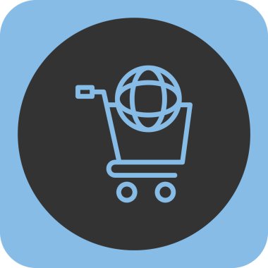 Alışveriş arabası ikonu. biçim düz yuvarlak kare düğme, beyaz ve gri sembol, beyaz arkaplan