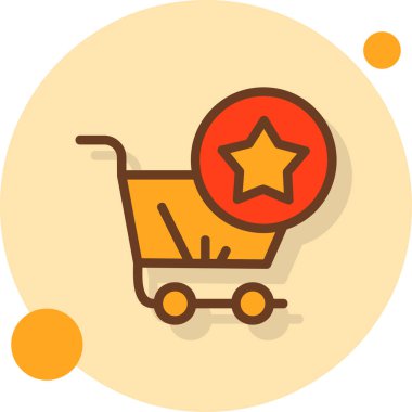 Yıldız ikonlu alışveriş arabası. Basit resimleme