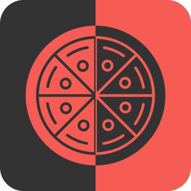 Renkli arkaplanda pizza düz vektör simgesi