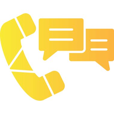 Telefon çağrı ikonu. Vektör biçimi yuvarlak açılı düz ikonik sembol, sarı renk, beyaz arkaplan.