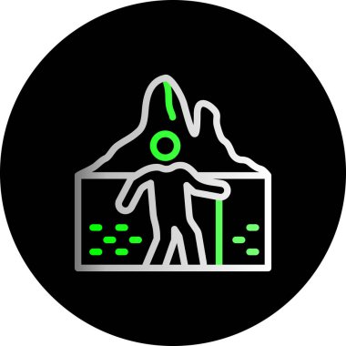 Elinde hediye kutusu olan siyah elbiseli bir kadının vektör çizimi.