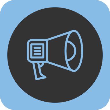 Megafonlu mavi çizgi daire simgesinin çizimi