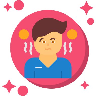 Moda düz izole edilmiş vektör illüstrasyonunda hastalıklı humma ikonu.