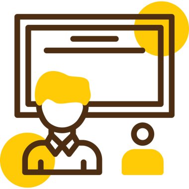 Dizüstü bilgisayarı olan iş adamı, vektör illüstrasyonu