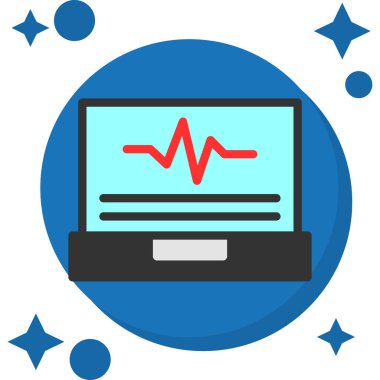 Monitörde kardiyogram ve kardiyogramla bilgisayar monitörü.
