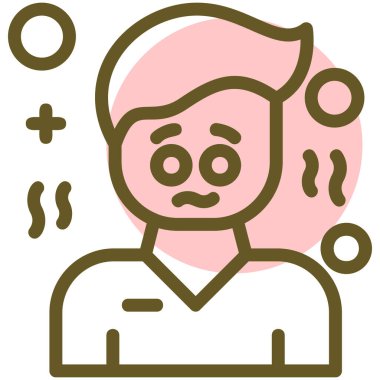 Baş ağrısı ikonu olan adam, vektör illüstrasyonu