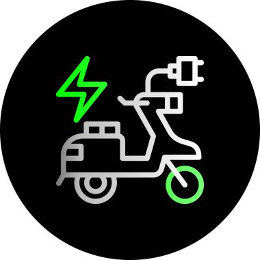 elektrikli motosiklet ikonu. Web için elektrikli motosiklet vektör simgelerinin özet çizimi