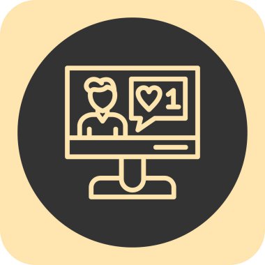 Kalp simgesi olan bir monitörün vektör çizimi