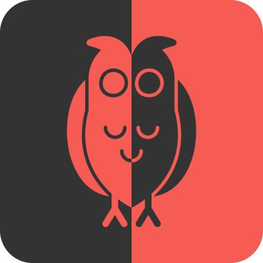 Kırmızı kalpli, sevimli baykuş suratlı. vektör illüstrasyonu