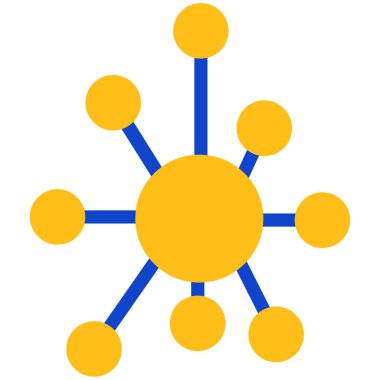 genel ağ bağlantı simgesi. Vektör biçimi yuvarlak açılı düz sembollerdir, sarı renk, beyaz arkaplan.