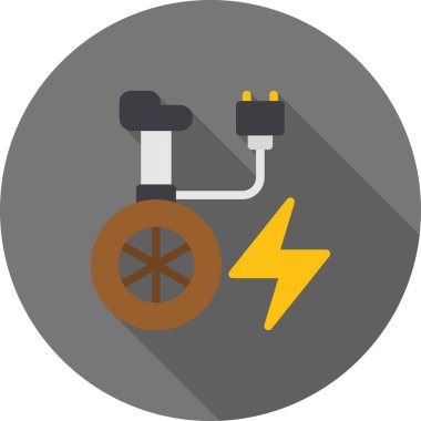 elektrikli bisiklet yassı simgesi, vektör, illüstrasyon