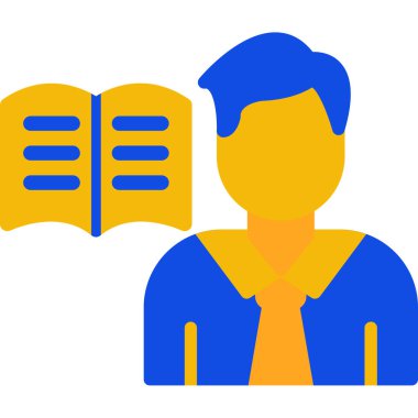 Kitap ikonu vektör illüstrasyonuna sahip adam