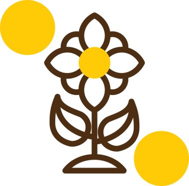 çiçek bitkisi simgesi renk ana hatları vektörü