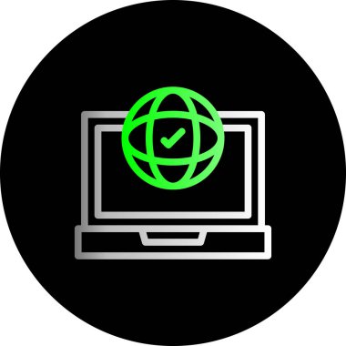 Beyaz arkaplanda kene sembolü olan dizüstü bilgisayar