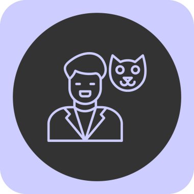 Siyah maskeli ve kedili bir adamın vektör çizimi