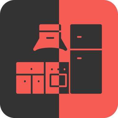 Siyah mutfak buzdolabı ikonu beyaz arka planda izole edilmiş. Ev aletleri ya da ev aletleri. Simgeleri renk kare düğmelerine göre ayarla.