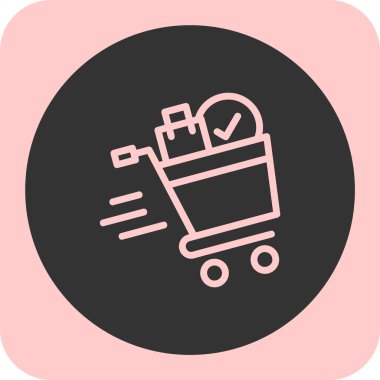 Mobil ikon vektör illüstrasyonlu alışveriş arabası