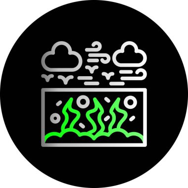 Yeşil bir bulut ve duman ikonunun vektör çizimi