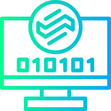 İkili Kod simgesi, vektör illüstrasyonu