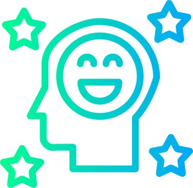 Doldurulmuş yıldız simgesiyle mutlu kafa - dış hat biçimi