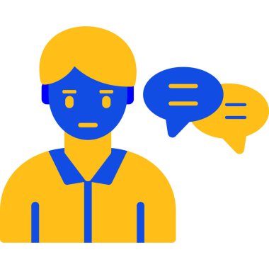 Konuşma balonu ve soru işareti olan bir adamın vektör çizimi