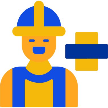 İnşaatçı inşaat işçisi simgesi düz stil