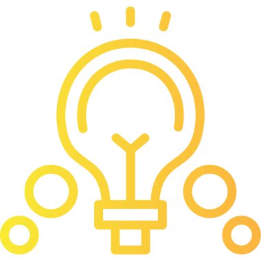 Ampul fikri ikonu. Vektör stili düz ikonik sembol, yuvarlak açılar, turuncu renk. beyaz arkaplan.