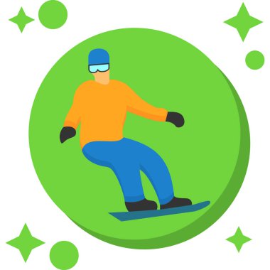 Yeşil renkli snowboardçu