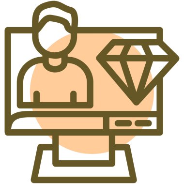 Bilgisayar monitörü simgesi. ana hatlı bilgisayar monitörü vektör resimleme rengi düz izole