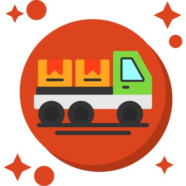 Web ve mobil için uzun gölgeli kamyon yassı simgesi