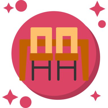 Çizgi film ve kırmızı sandalyenin vektör çizimi