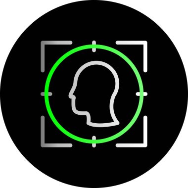 İçinde yeşil ve gri daire olan insan profili, vektör illüstrasyonu