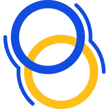 Mavi ve sarı renkli bir dairenin vektör illüstrasyon simgesi