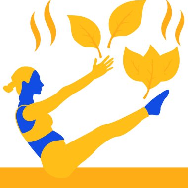 Yaprakların elinde yaprakları olan bir kadın. Düz vektör çizimi beyaz arkaplanda izole edildi. sonbahar konsepti