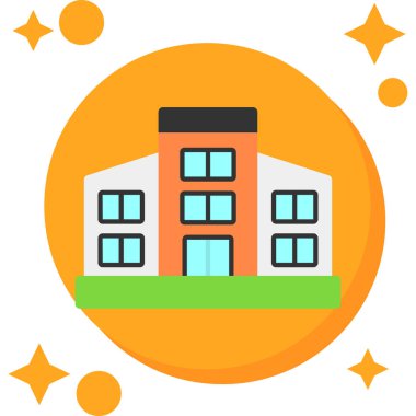 okul binası simgesi düz stil