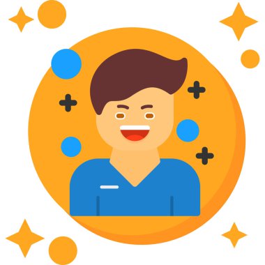 Tıbbi maskeli ve yıldız vektör illüstrasyon tasarımlı Avatar Adam