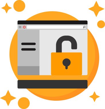 İnternet güvenliği düz simgesi, vektör illüstrasyonu.