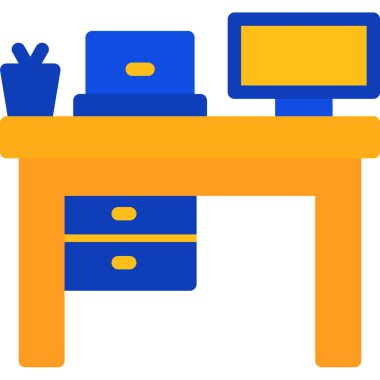 ev ofis mobilyası simgesi düz stil