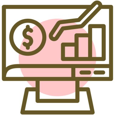 Dolar işareti olan bir bilgisayarın vektör çizimi