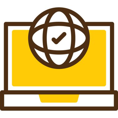 tik işareti simgesi olan dizüstü bilgisayar, vektör tasarımı