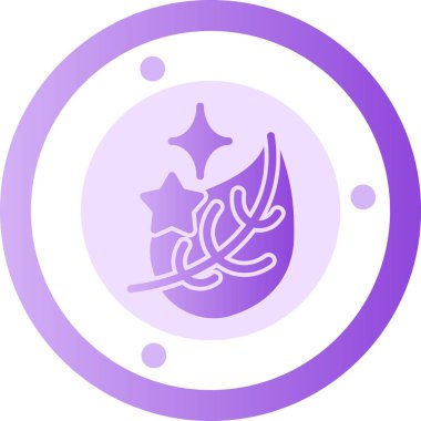 Ay ve yıldızlı mor bir yıldızın çizimi.