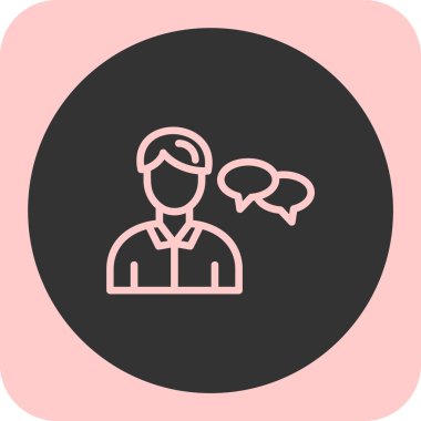 Konuşma balonu simgesi olan bir adamın vektör çizimi