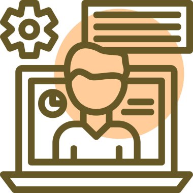 Dişli ikonlu laptop. vektör illüstrasyonu