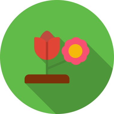 uzun gölgeli çiçek düzlüğü simgesi, vektör illüstrasyonu